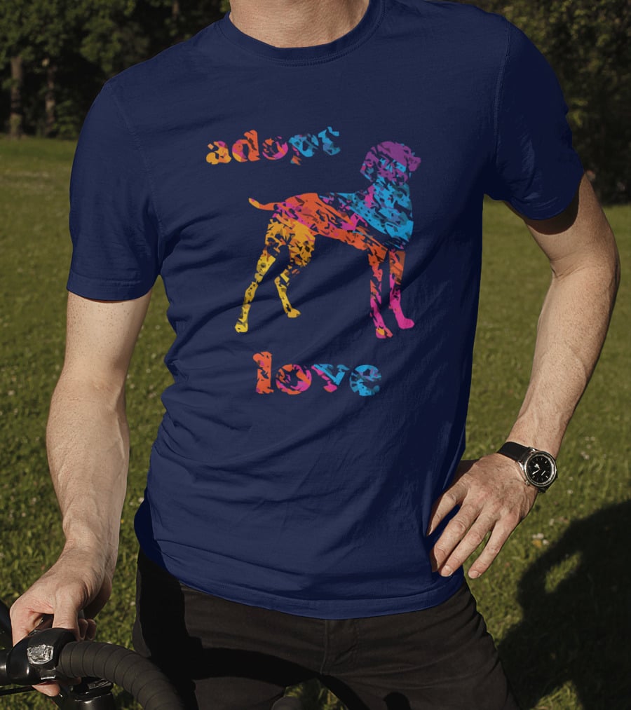 Adopt Love Rescue Dog Colorful T-Shirt