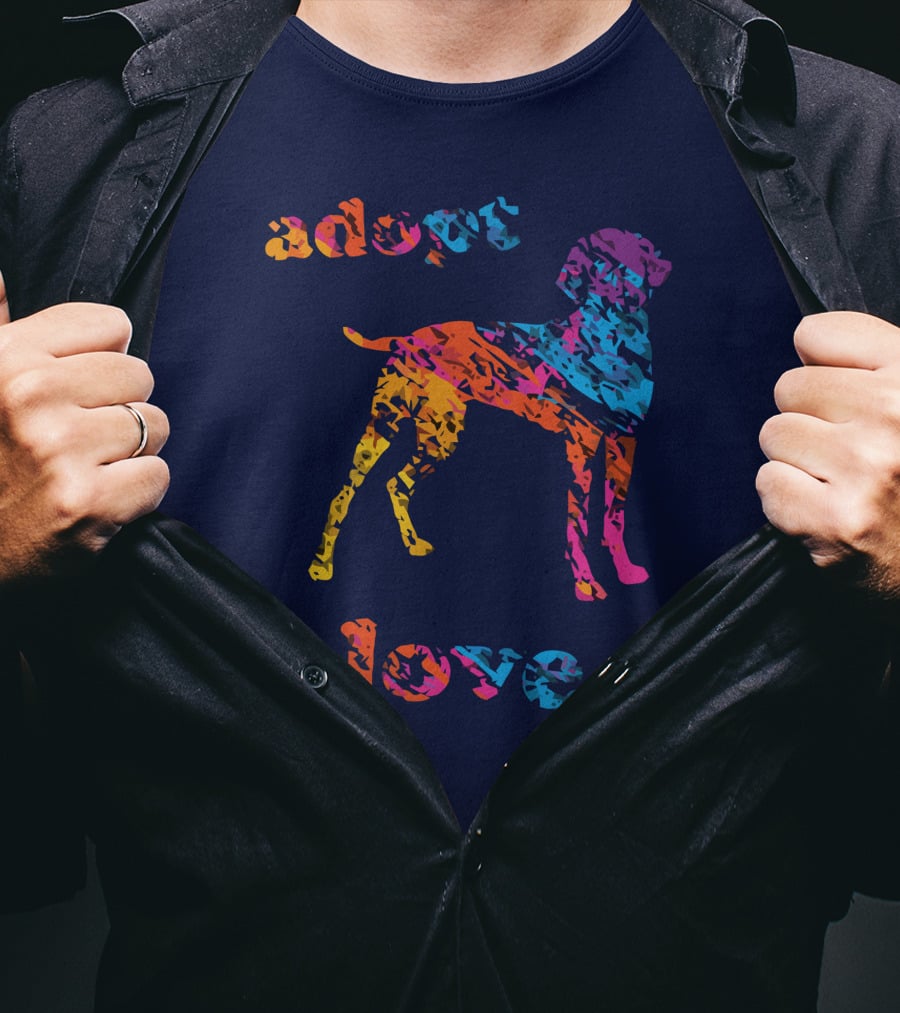 Adopt Love Rescue Dog Colorful T-Shirt