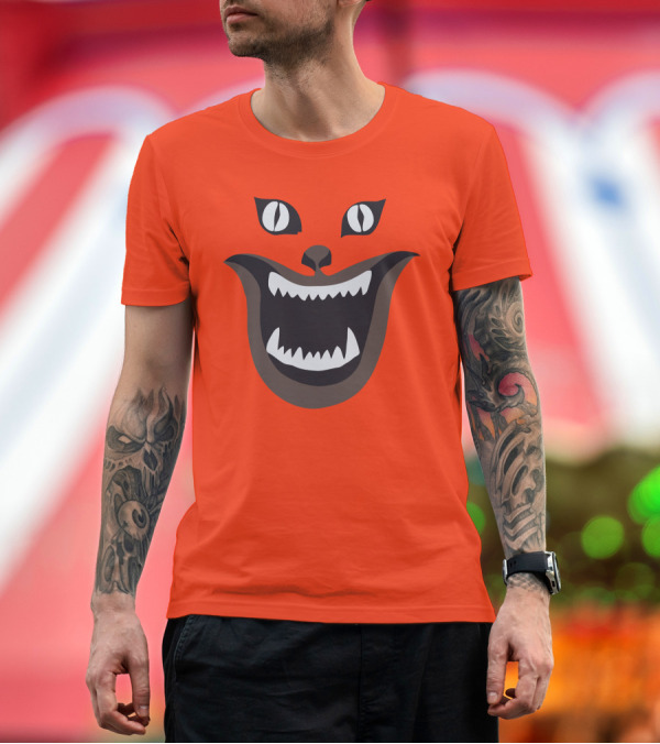 Premium T-Shirt: Hausu Cat Face Illustration Iconic Japanese Horror Movie Image T-Shirt Hausu Cat Face Illustration Iconic Japanese Horror Movie Image T-Shirt
