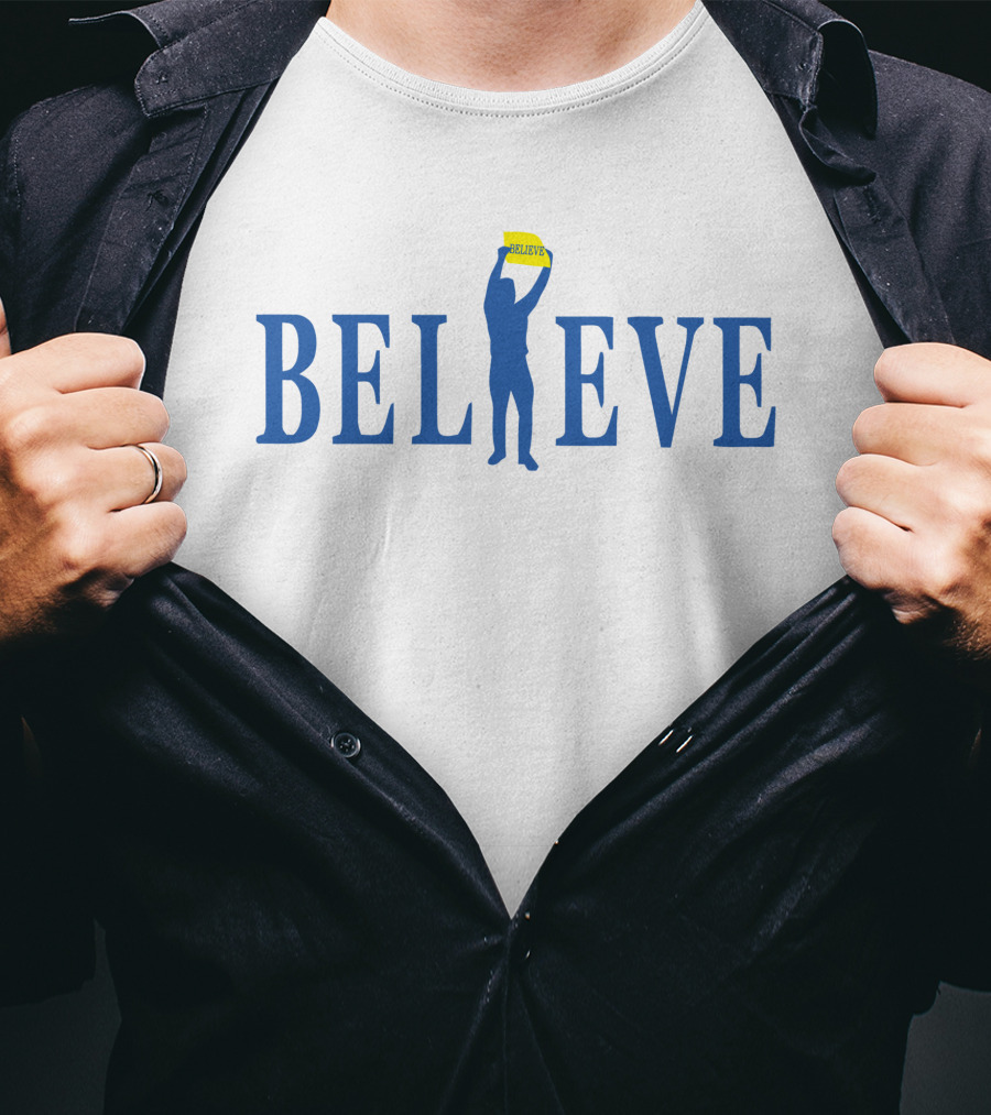 Jarred Kelenic Believe Blue Silhouette Holding Sign T-Shirt
