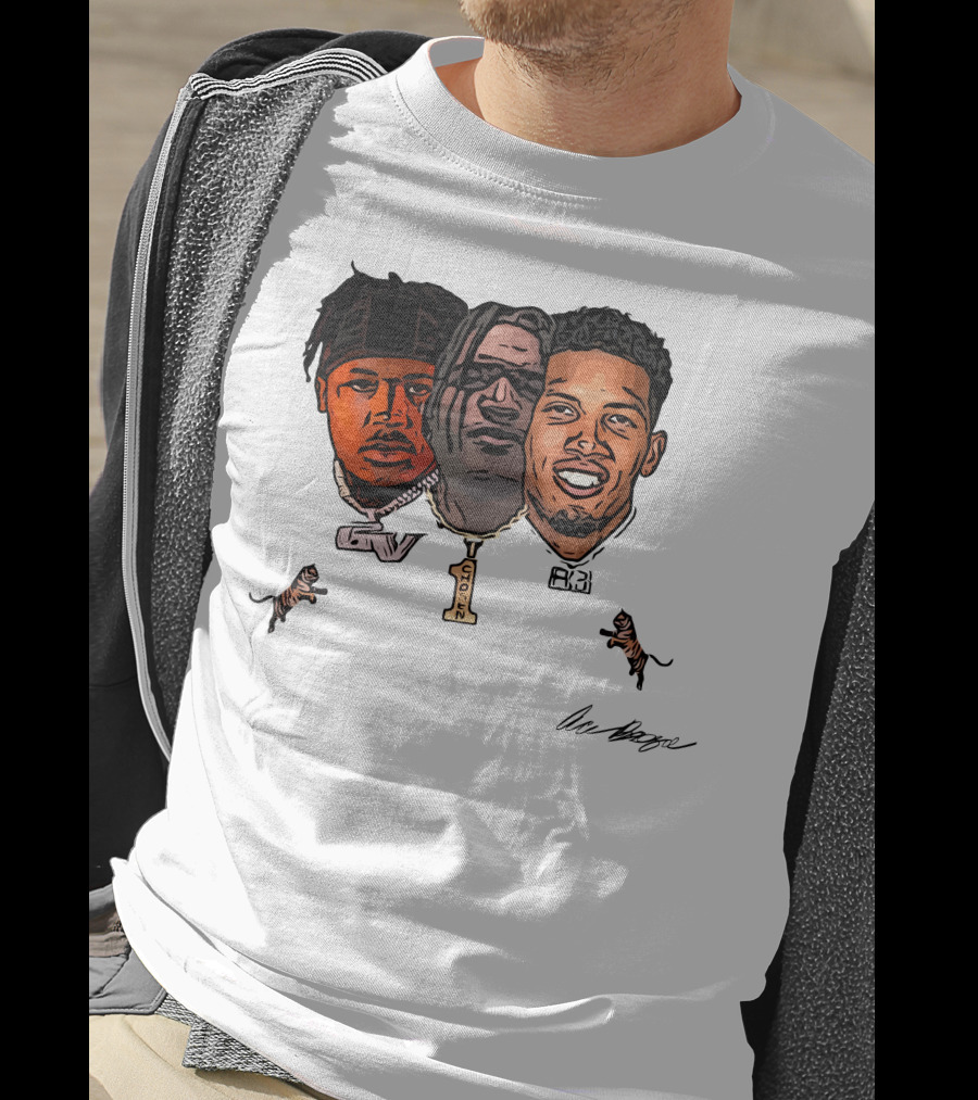 Joe Burrow Ja'Marr Chase Tee Higgins Tyler Boyd Bengals Football Faces And Chains T-Shirt