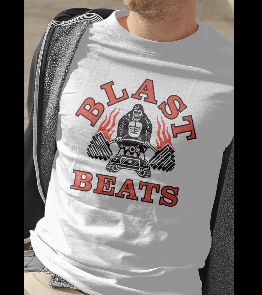 BLAST BEATS Ape With Weights And Flames T-Shirt