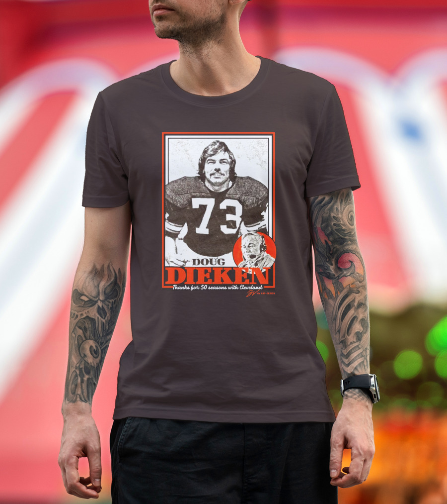 Doug Dieken 50 Seasons with Cleveland Football Number 73 Honors T-Shirt