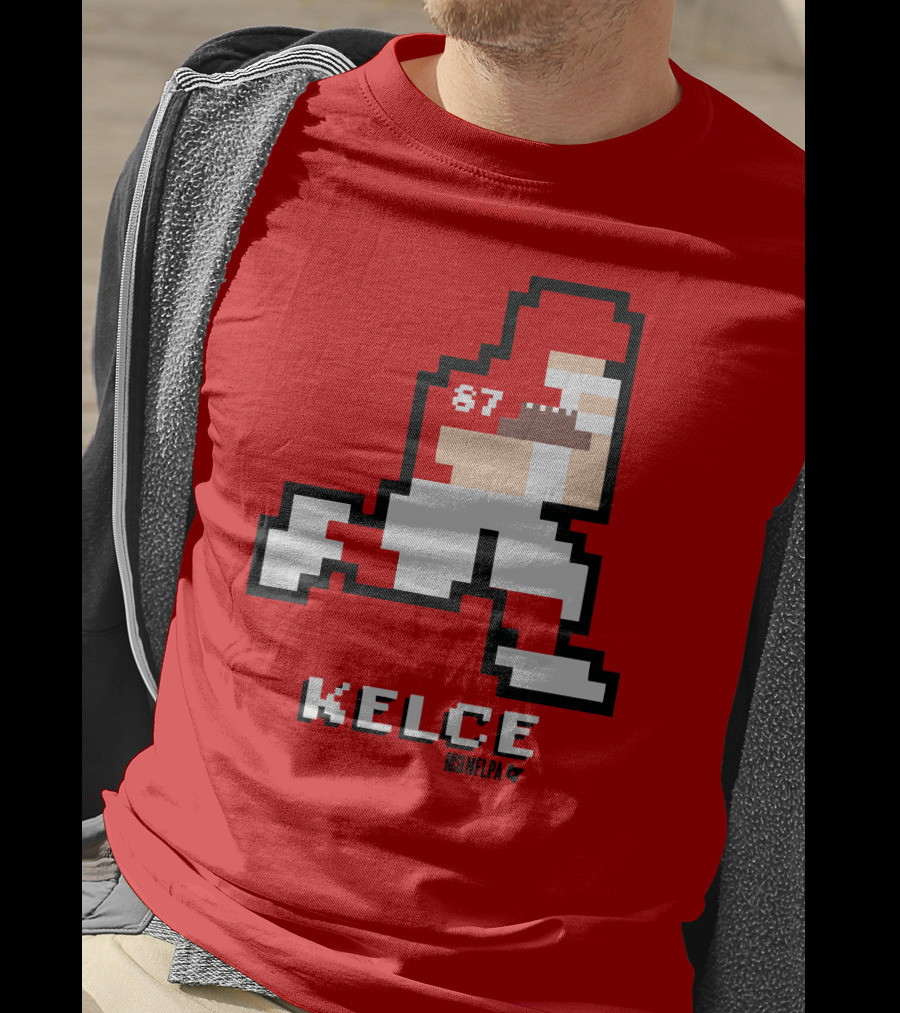 Kelce 87 NFLPA 8 Bit Retro Football Red T-Shirt