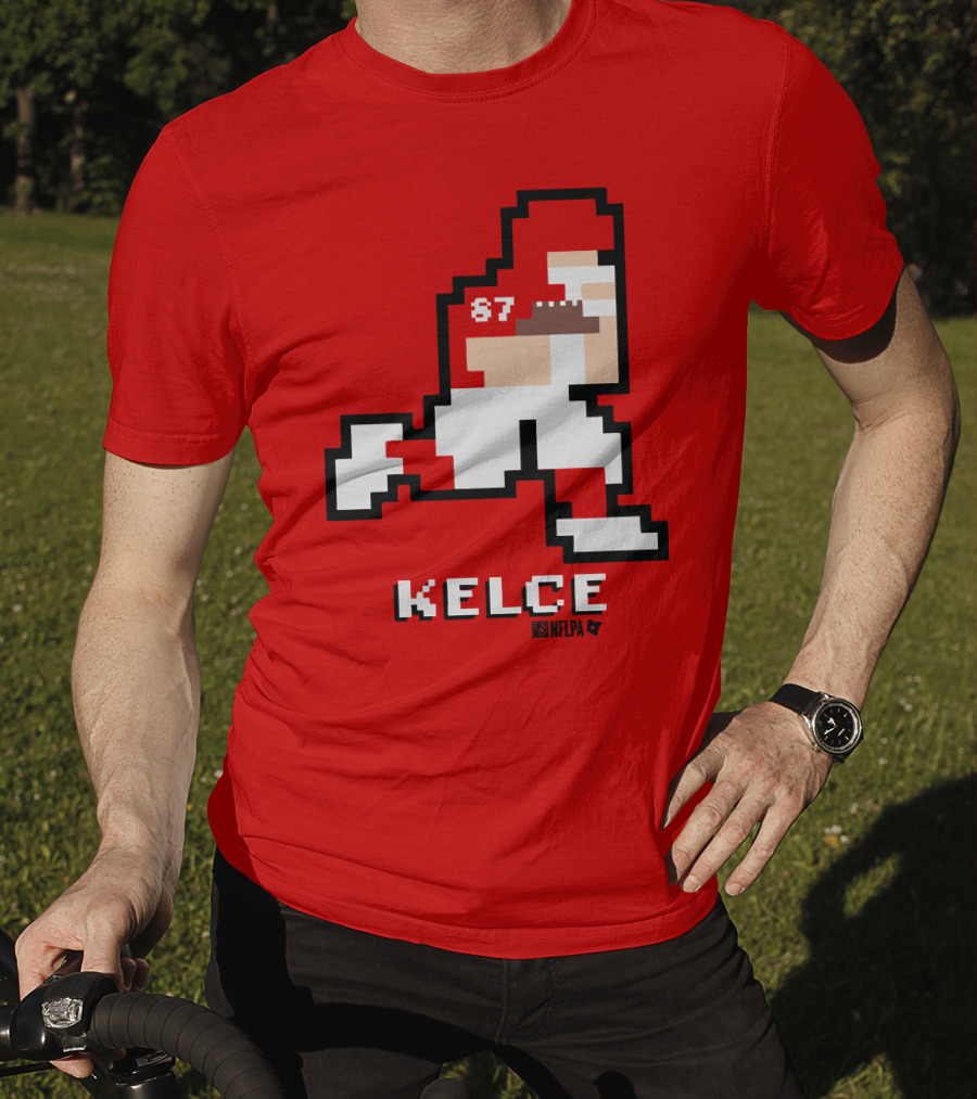 Kelce 87 NFLPA 8 Bit Retro Football Red T-Shirt