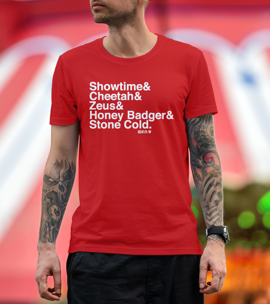 Showtime Cheetah Zeus Honey Badger Stone Cold NFLPA T-Shirt