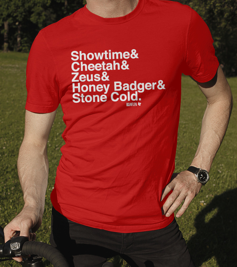 Showtime Cheetah Zeus Honey Badger Stone Cold NFLPA T-Shirt