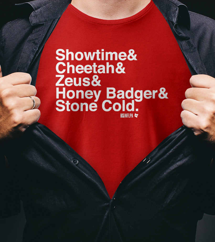 Showtime Cheetah Zeus Honey Badger Stone Cold NFLPA T-Shirt