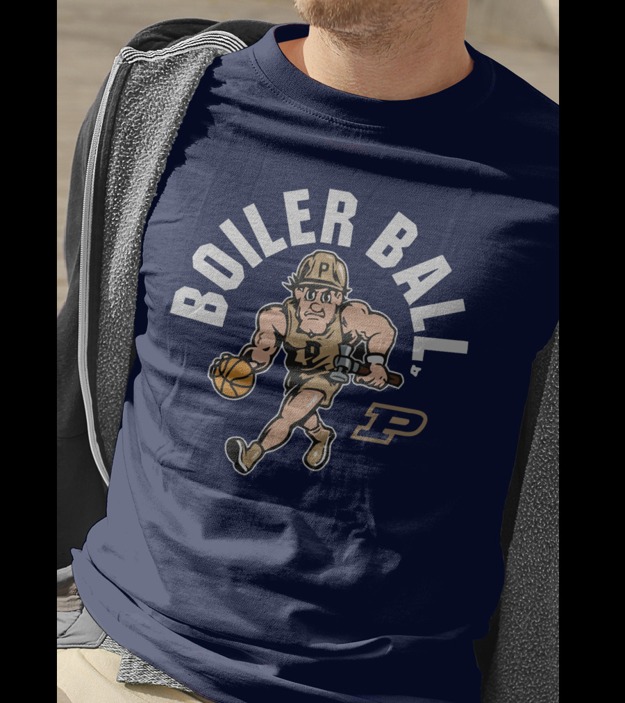 Purdue Boiler Ball Mascot Dribbling Basketball T-Shirt