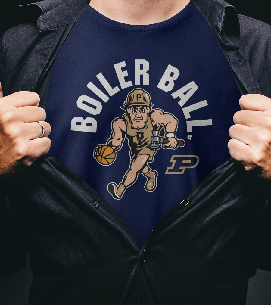 Purdue Boiler Ball Mascot Dribbling Basketball T-Shirt