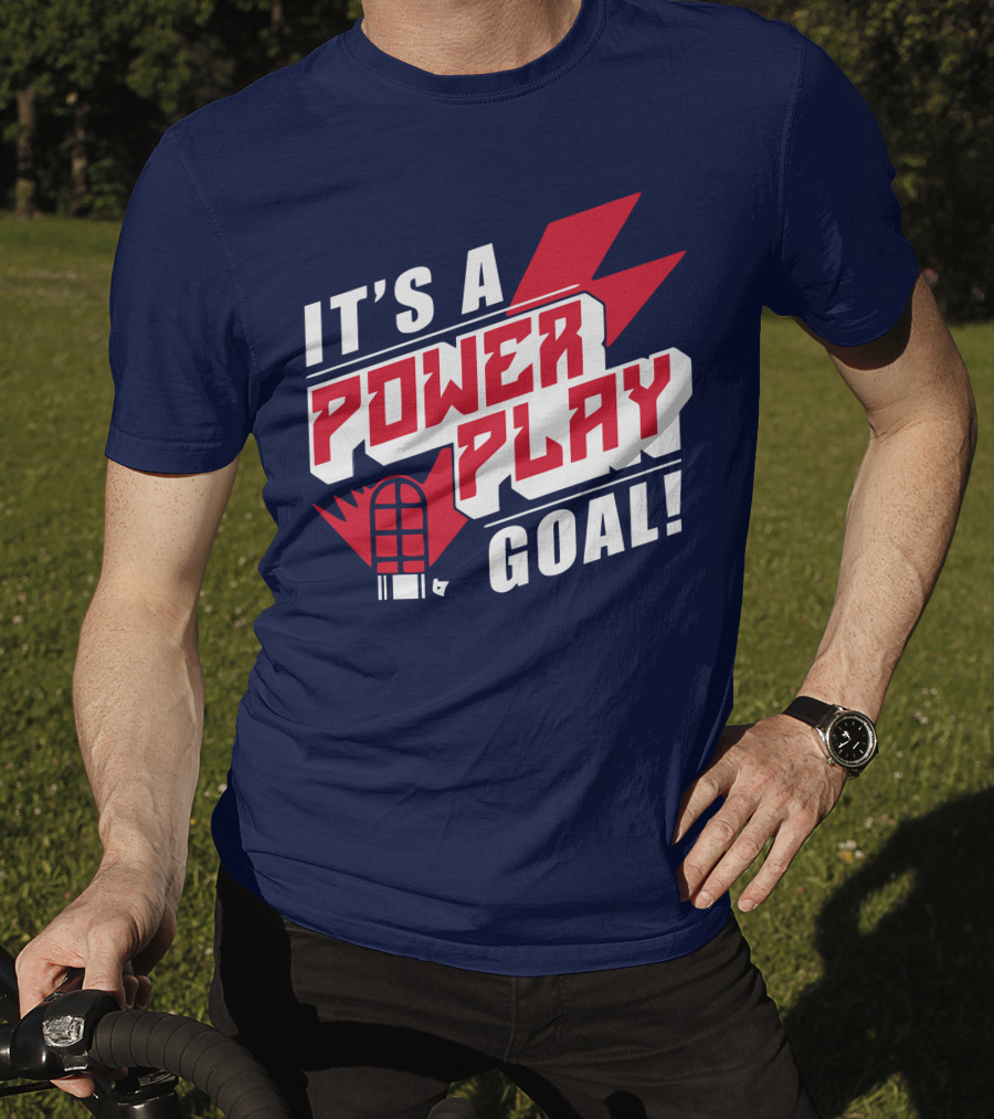 IT'S A POWER PLAY GOAL Retro Hockey Net Lightning Bolt T-Shirt