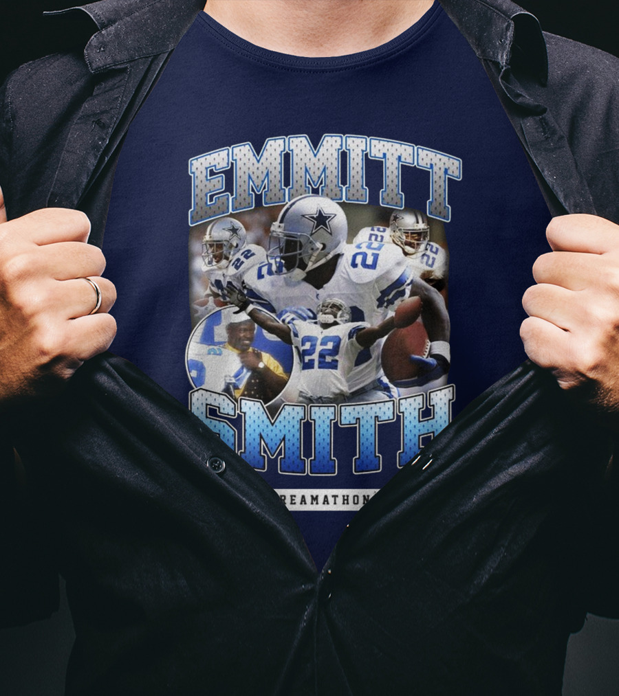 Emmitt Smith Dreamathon Dallas Cowboys Collage T-Shirt