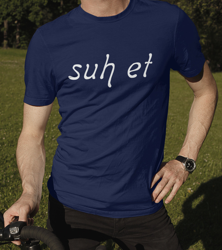 Suh Et Minimalist Text Design Navy Blue T-Shirt