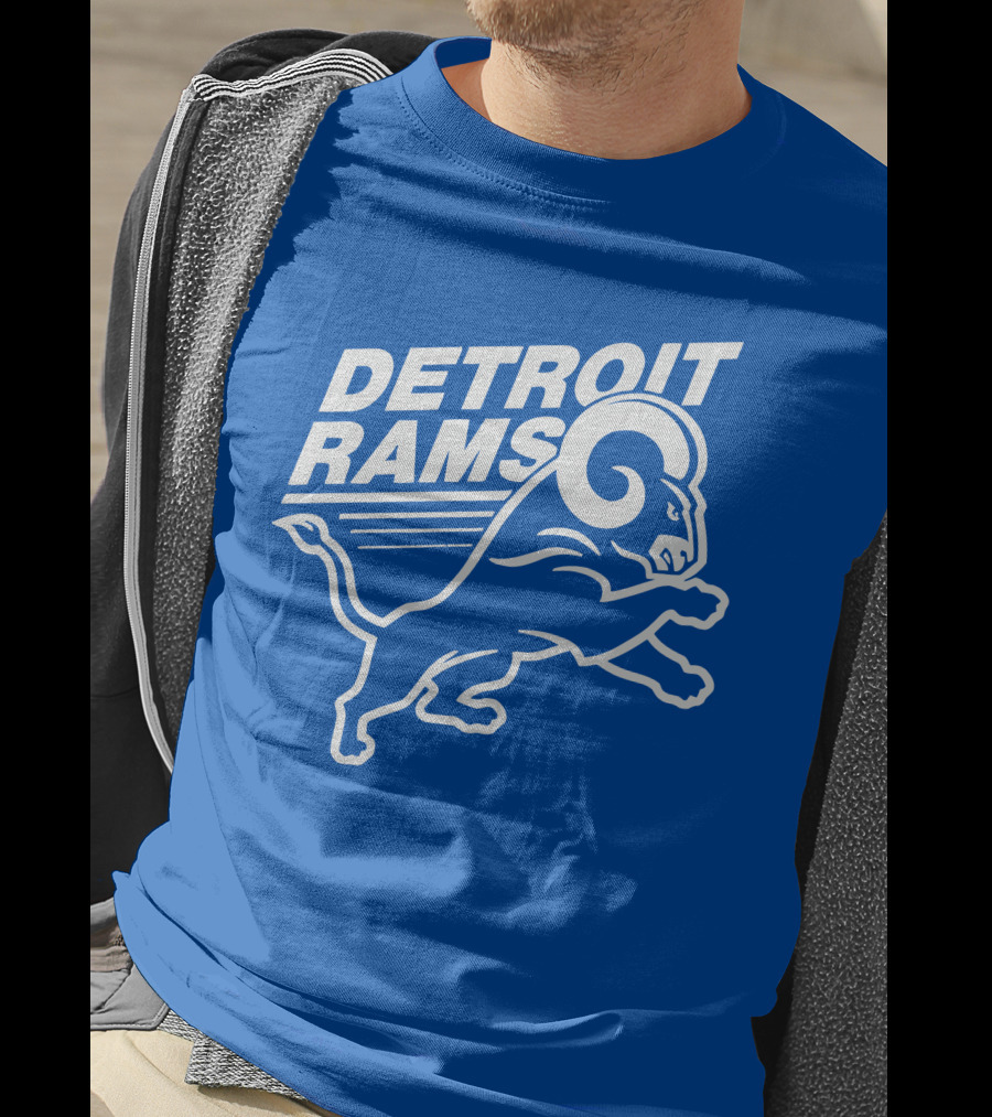 Detroit Rams Football Team Logo Crossover Fan Merchandise T-Shirt