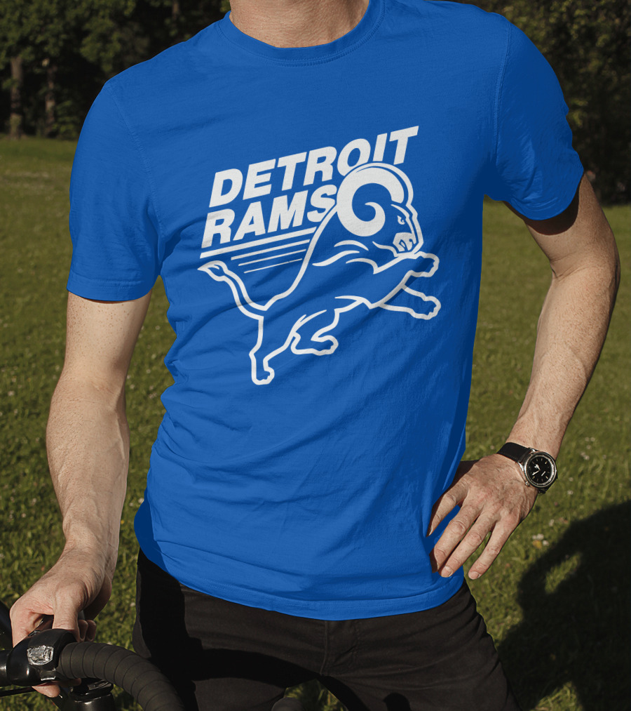 Detroit Rams Football Team Logo Crossover Fan Merchandise T-Shirt