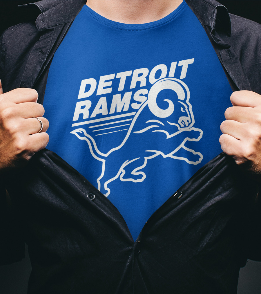Detroit Rams Football Team Logo Crossover Fan Merchandise T-Shirt
