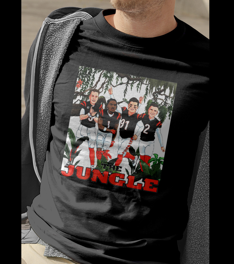 The Jungle Football Players In Team Jerseys Celebrating In Forest T-Shirt