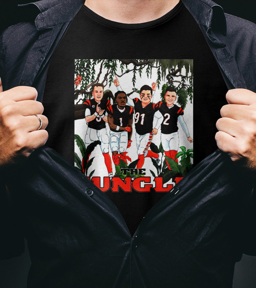 The Jungle Football Players In Team Jerseys Celebrating In Forest T-Shirt