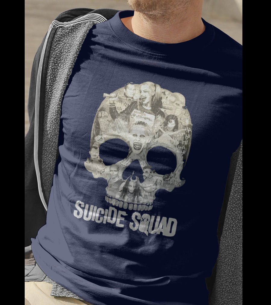 Suicide Squad Skull Collage With Iconic Characters T-Shirt
