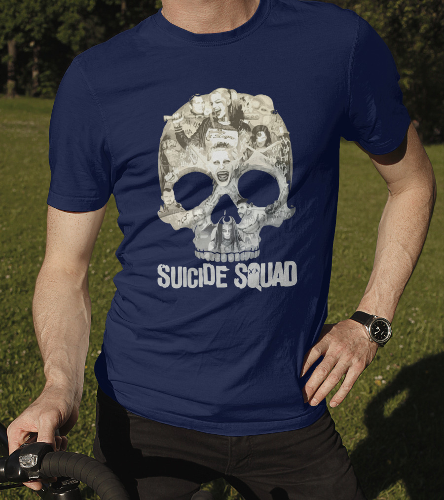 Suicide Squad Skull Collage With Iconic Characters T-Shirt