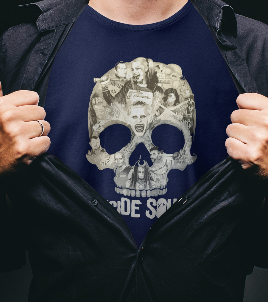 Suicide Squad Skull Collage With Iconic Characters T-Shirt