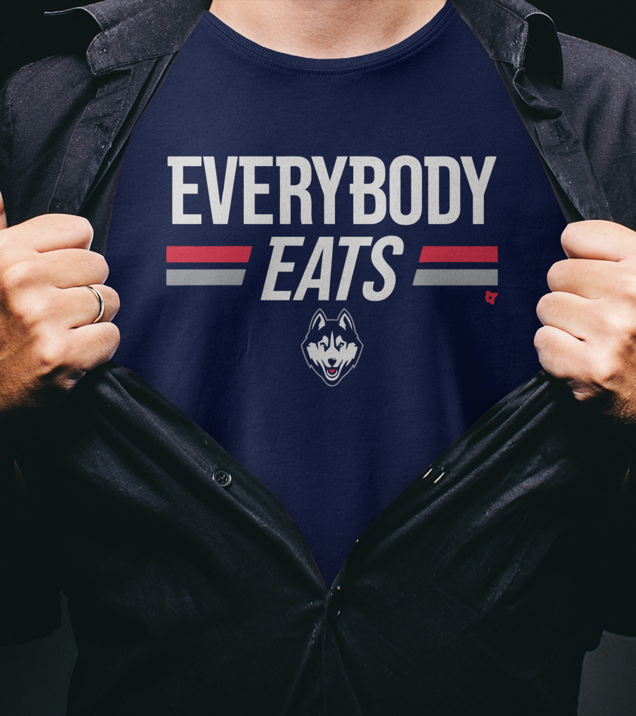 UConn Everybody Eats Husky Logo Navy Blue T-Shirt