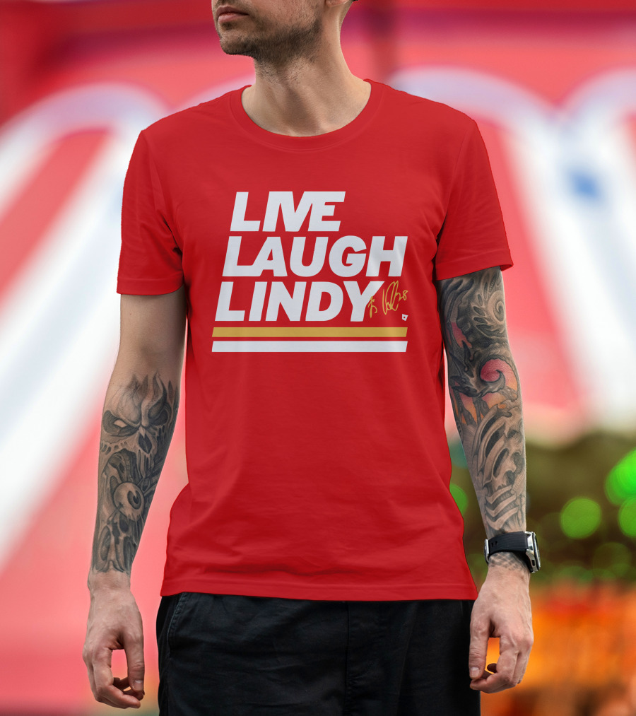 Elias Lindholm Live Laugh Lindy Bold Red Text With Signature T-Shirt