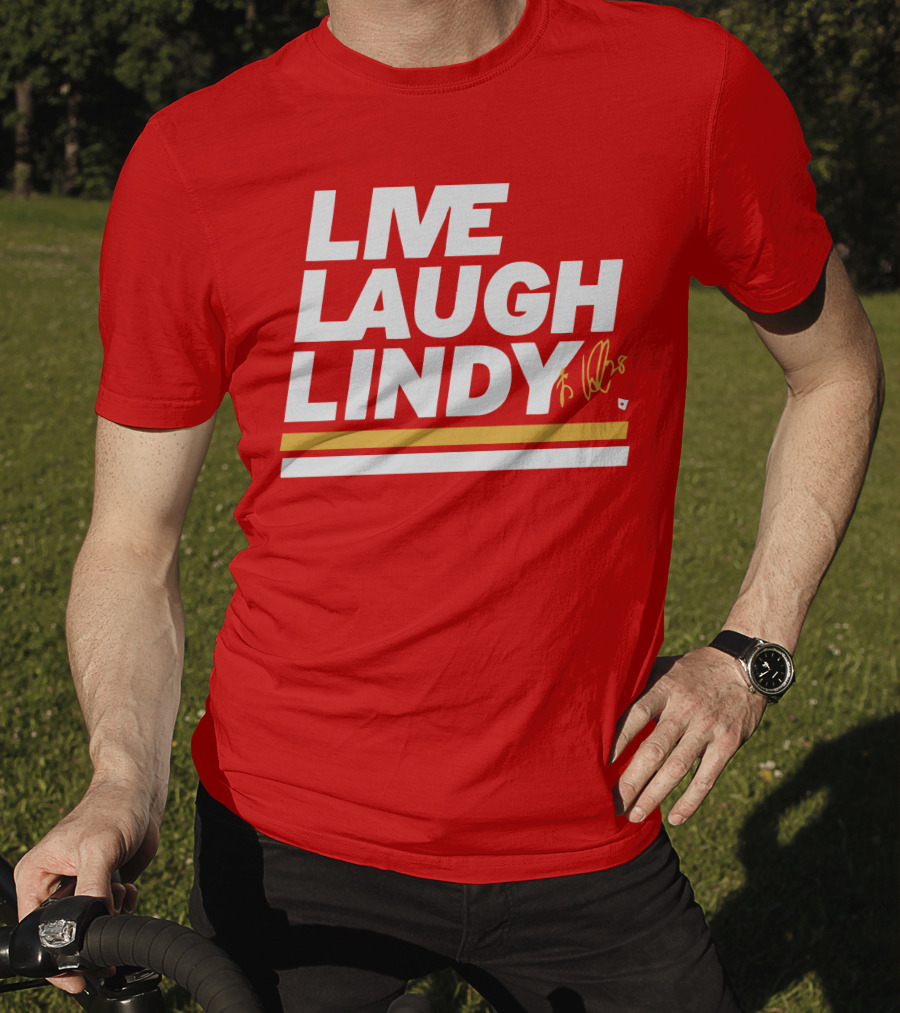 Elias Lindholm Live Laugh Lindy Bold Red Text With Signature T-Shirt