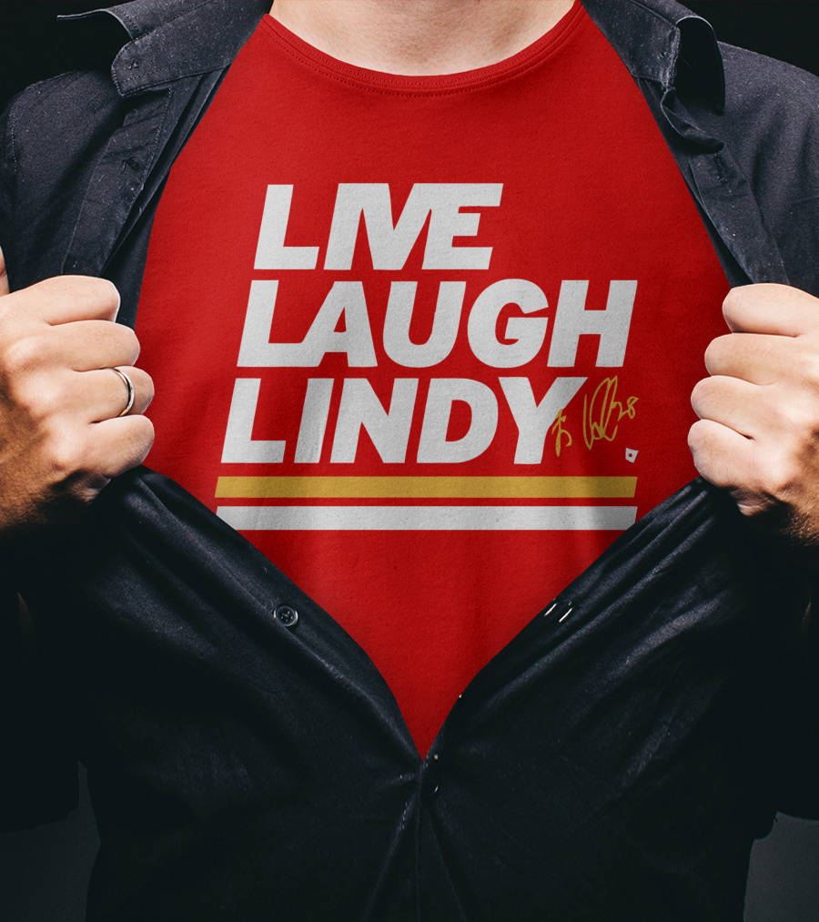 Elias Lindholm Live Laugh Lindy Bold Red Text With Signature T-Shirt