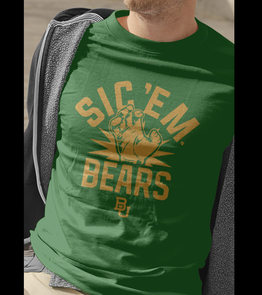 Sic 'Em Bears BU Baylor Paw Green Gold T-Shirt
