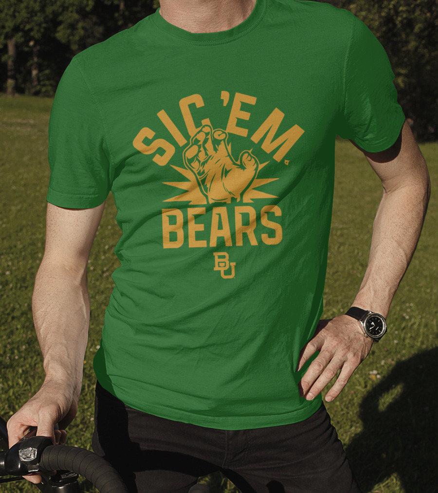 Sic 'Em Bears BU Baylor Paw Green Gold T-Shirt