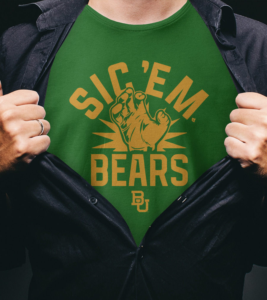 Sic 'Em Bears BU Baylor Paw Green Gold T-Shirt