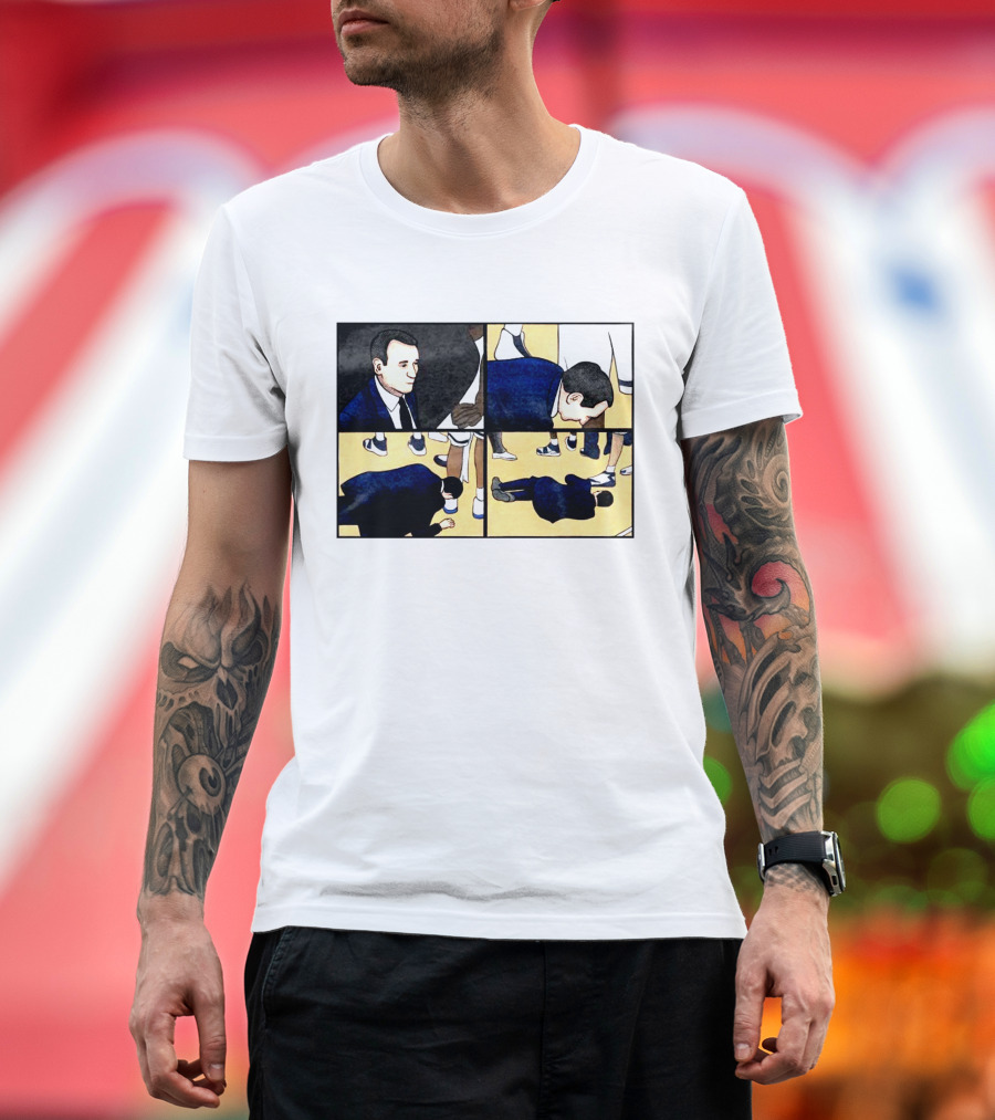 Collapse Basketball Comic Coach on Court Scene T-Shirt