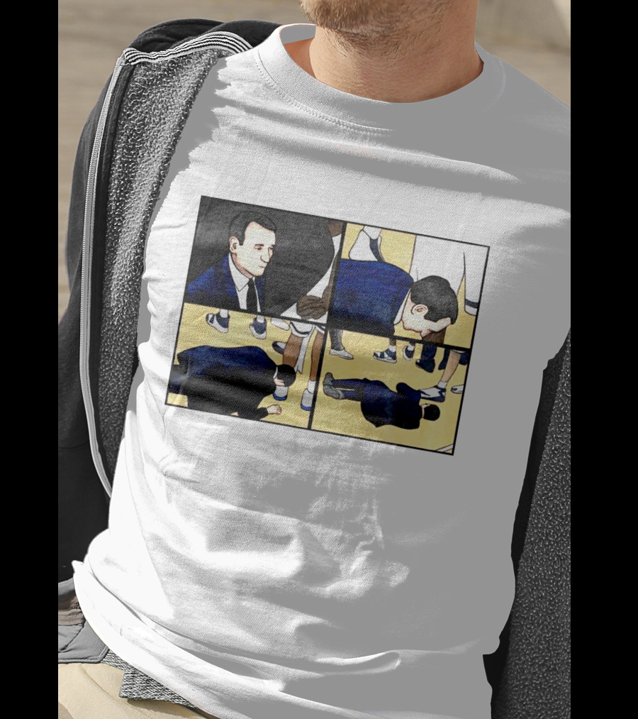Collapse Basketball Comic Coach On Court Scene T-Shirt