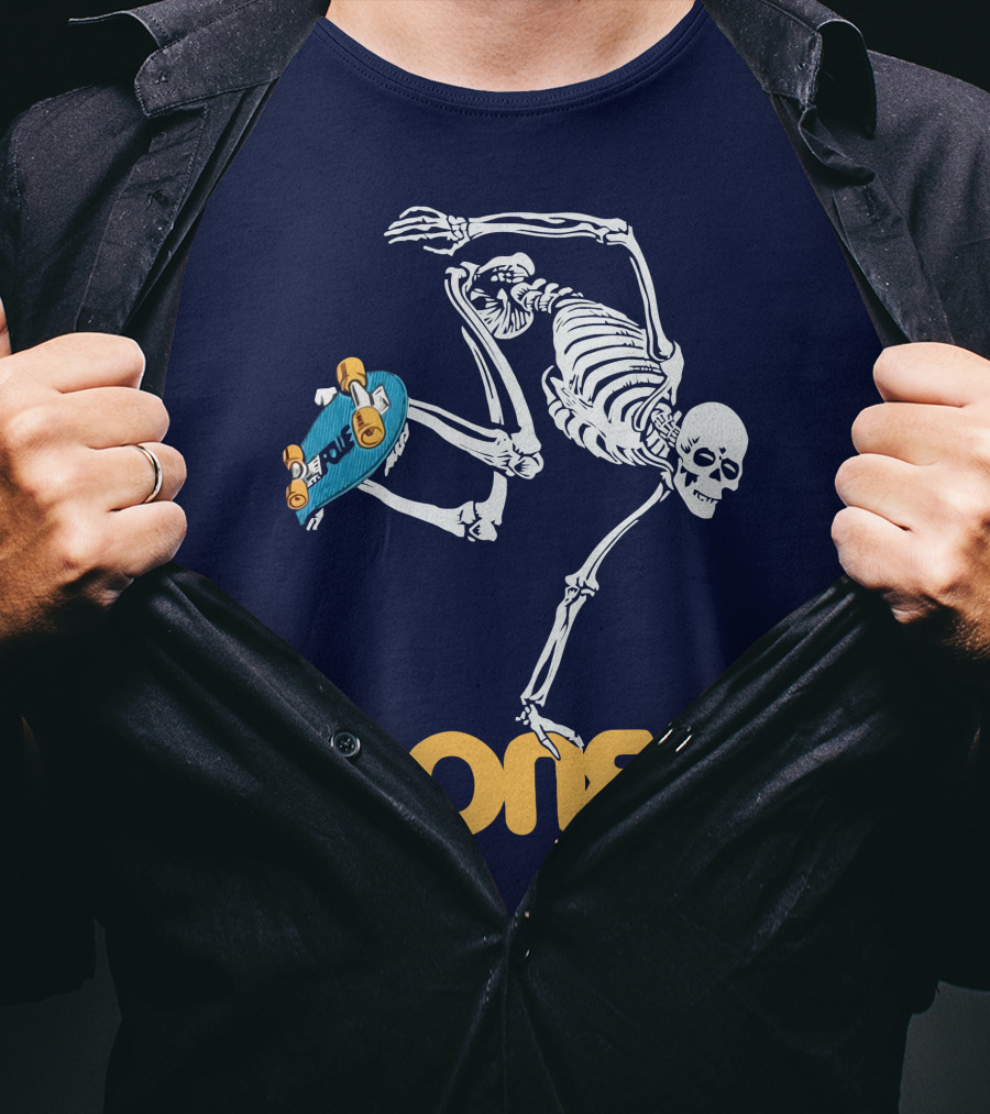 Bones Brigade Skeleton On Skateboard T-Shirt