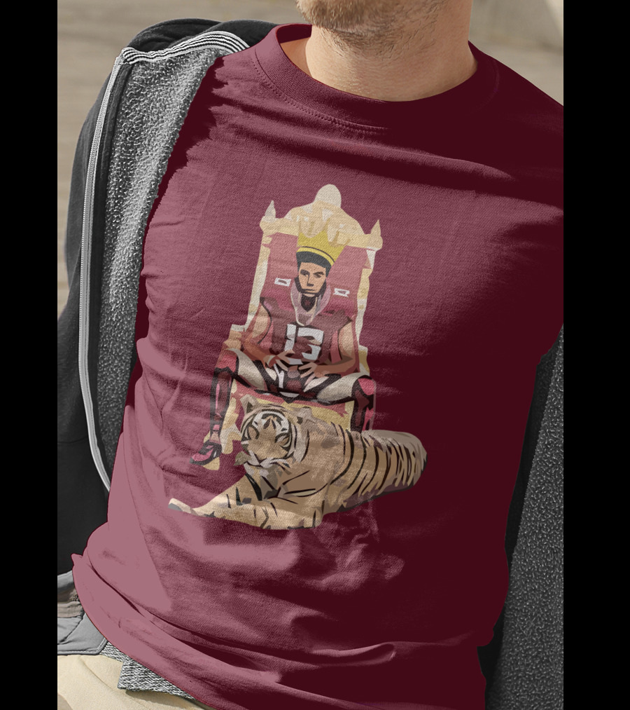 Jordan Travis College King Football Throne With Crown And Tiger T-Shirt