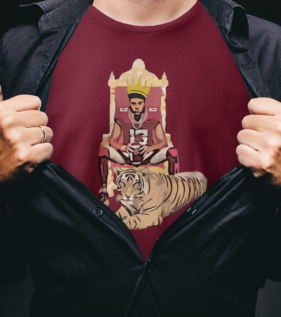 Jordan Travis College King Football Throne With Crown And Tiger T-Shirt