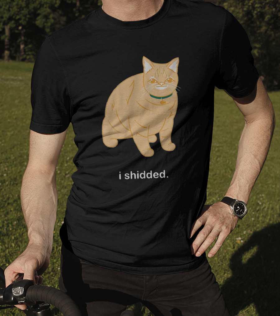 I Shidded Cat Orange Feline With Green Collar T-Shirt