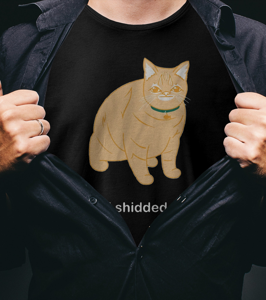 I Shidded Cat Orange Feline With Green Collar T-Shirt