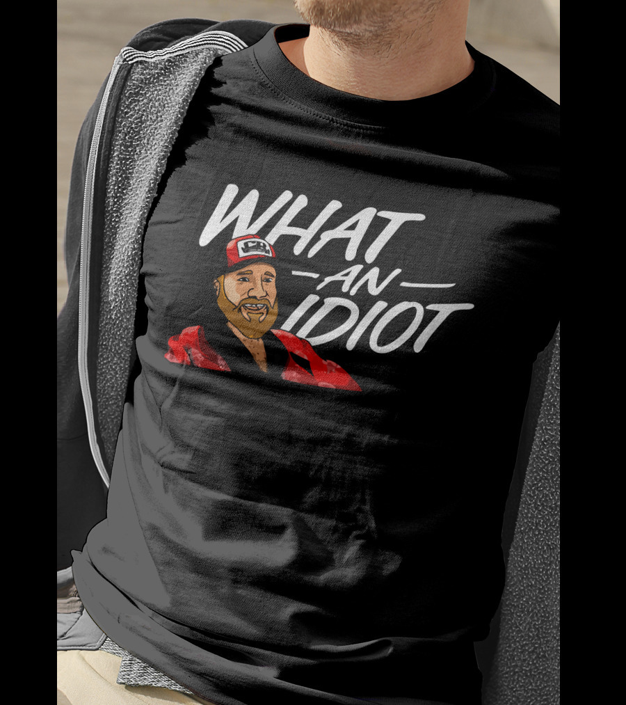 WHAT AN IDIOT Red Hat Beard Guy T-Shirt