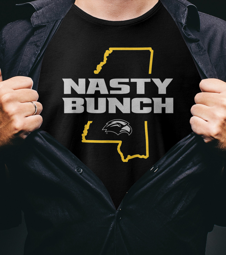 Southern Miss Golden Eagles Nasty Bunch Mississippi Outline T-Shirt