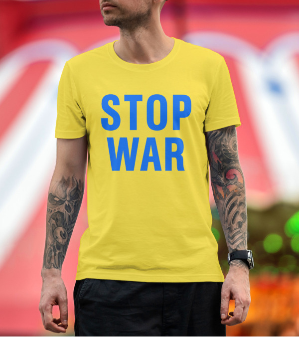 Premium T-Shirt: illia kovtun stop war shirt bold blue typography T-Shirt illia kovtun stop war shirt bold blue typography T-Shirt