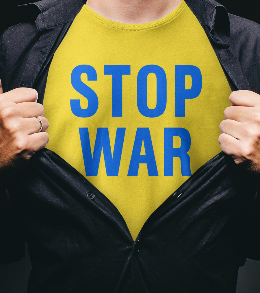 Illia Kovtun Stop War Shirt Bold Blue Typography T-Shirt