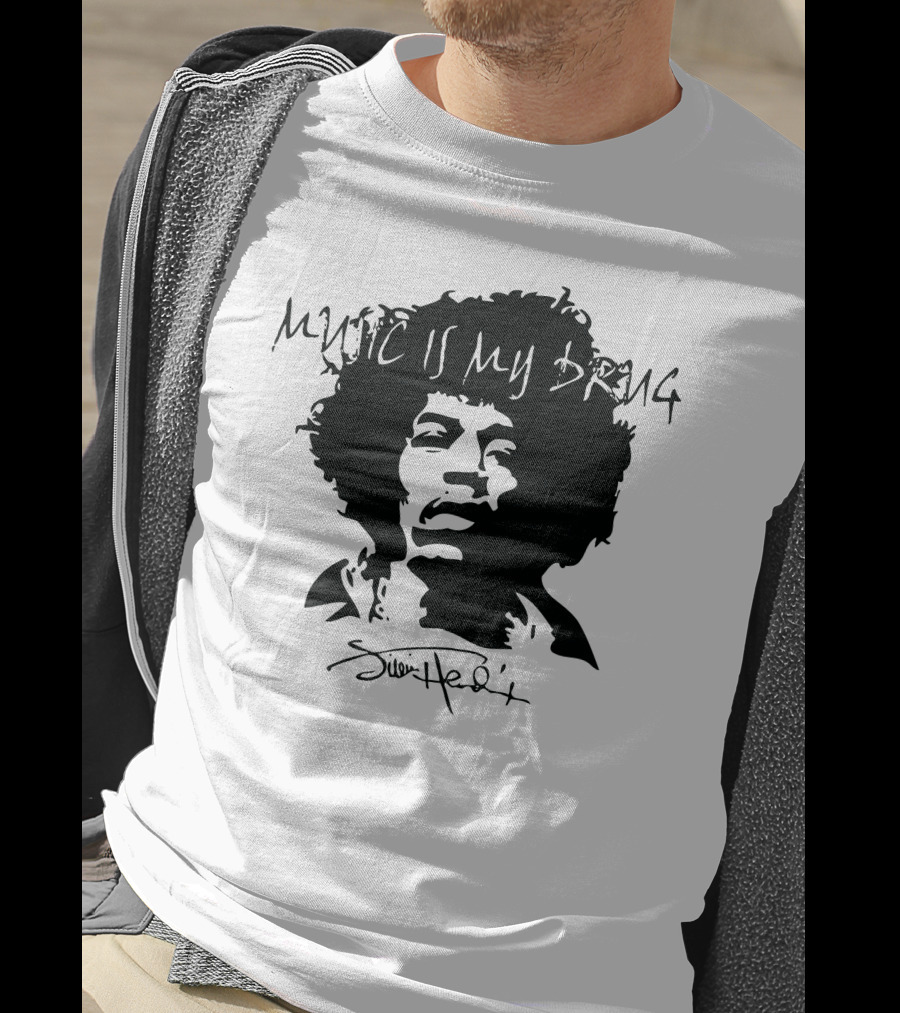 Jimi Hendrix Music Is My Drug Face T-Shirt