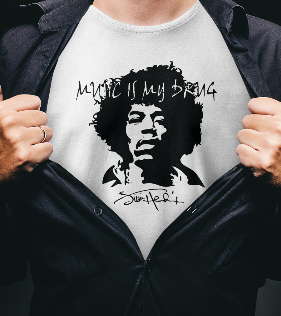 Jimi Hendrix Music Is My Drug Face T-Shirt