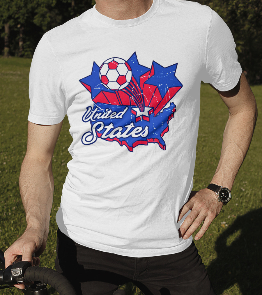 United States Soccer Vintage Map Stars And Ball T-Shirt