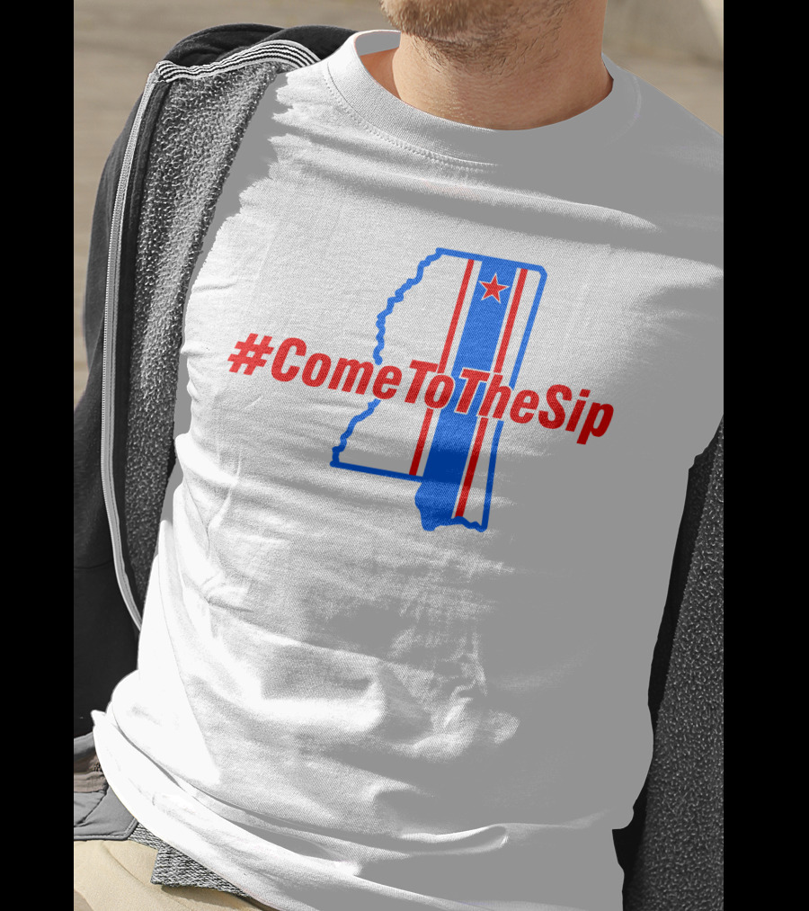 ComeToTheSip Mississippi Map Blue Red Star T-Shirt