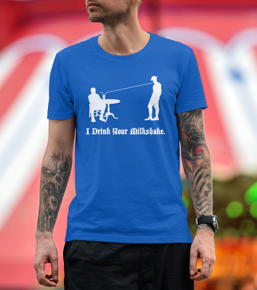 I Drink Your Milkshake Vintage Silhouette Blue T-Shirt