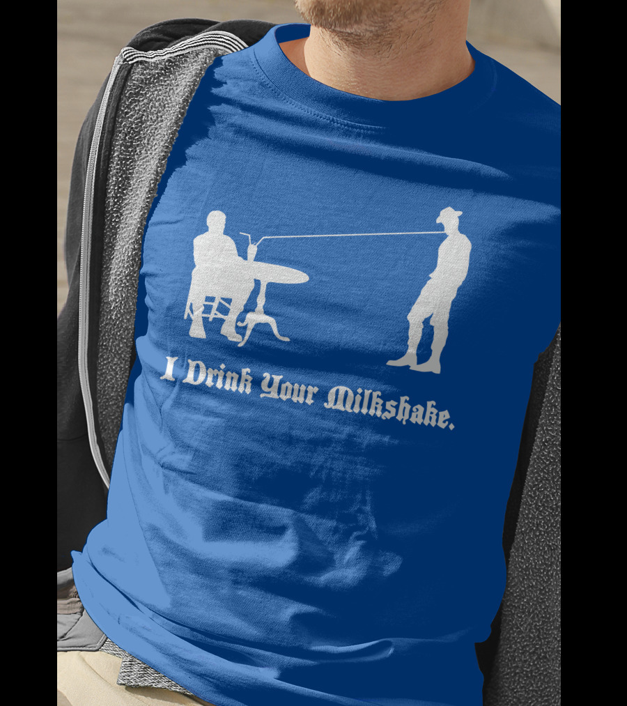 I Drink Your Milkshake Vintage Silhouette Blue T-Shirt