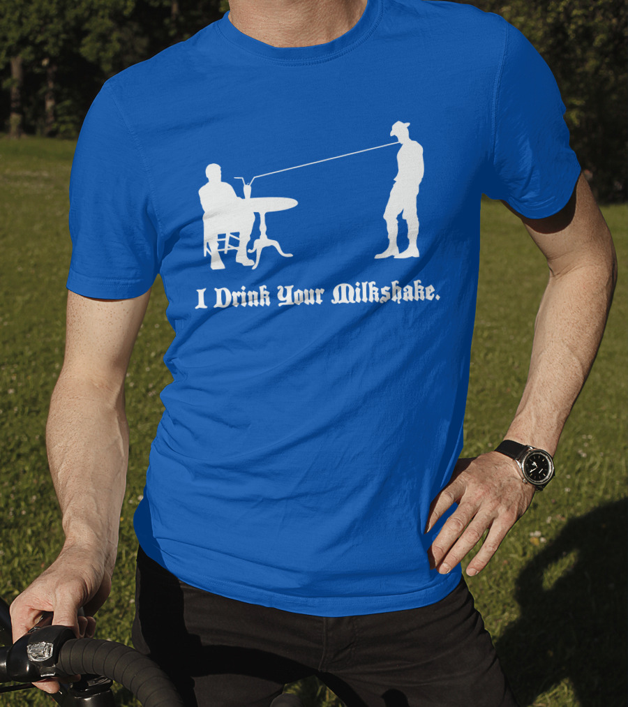 I Drink Your Milkshake Vintage Silhouette Blue T-Shirt